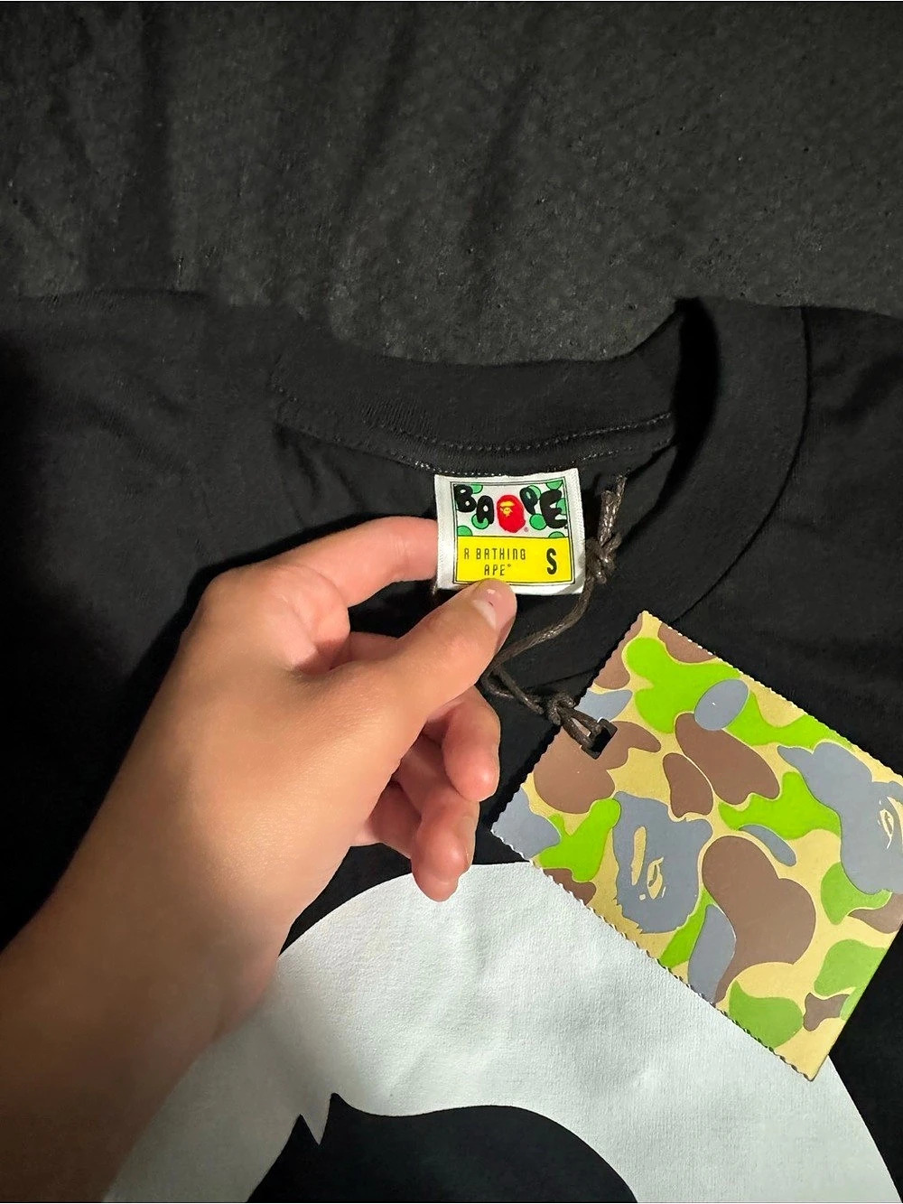 A Bathing Ape BAPE Upside Down Ape Head Tee Black & White Small